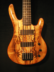Spalted Myrtlewood 5 String Solid Body Electric Bass Guitar by Mike Delaney www.delaneyguitars.com