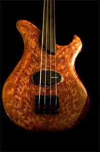 Burl Redwood Solid Body Electric Bass Guitar by David Nevin