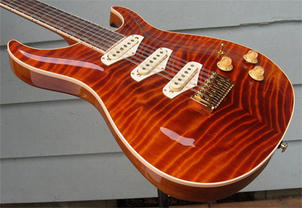 12 String Curly Redwood Carved Top Guitar by Giffin Guitars USA www.giffinguitars.com