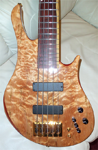 5 string Quilted Maple Bass by  Carl S Basses cc_da_bassman@hotmail.com USA