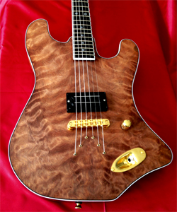 Curly Redwood solid body guitar by Jerry Swanson