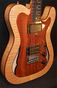 Curly Maple hollow body Tele Style Electric Guitar by Burns Guitars