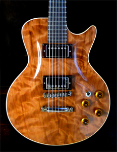 Curly Redwood Solid Body Electric Guitar by Tim Rocco tim.rocco@comcast.net USA
