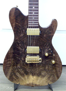 Solid body Claro Walnut Guitar with crotch feather figure by Sugi Guitars - Japan  www.sugiguitars.com