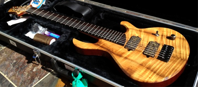 Figured Myrtlewood 7 String Extended Range Guitar by Alex Myla  http://zerofret.wordpress.com/ 