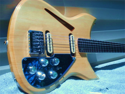 Semi-Hollow Body Port Orford Cedar Guitar by Paul Fieman surfcasterguitar@hotmail.com  USA