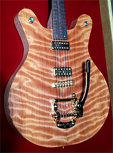Curly Redwood Top  Back Neck Thru Semi-Hollow Body Guitar by Terry Ochsner  terryochsner@gmail.com USA