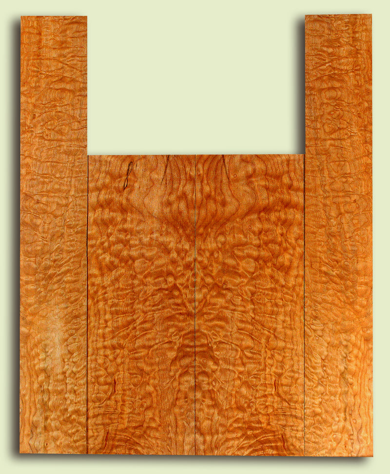 Maple Baritone Ukulele Back and Side Set, Quilted Figure