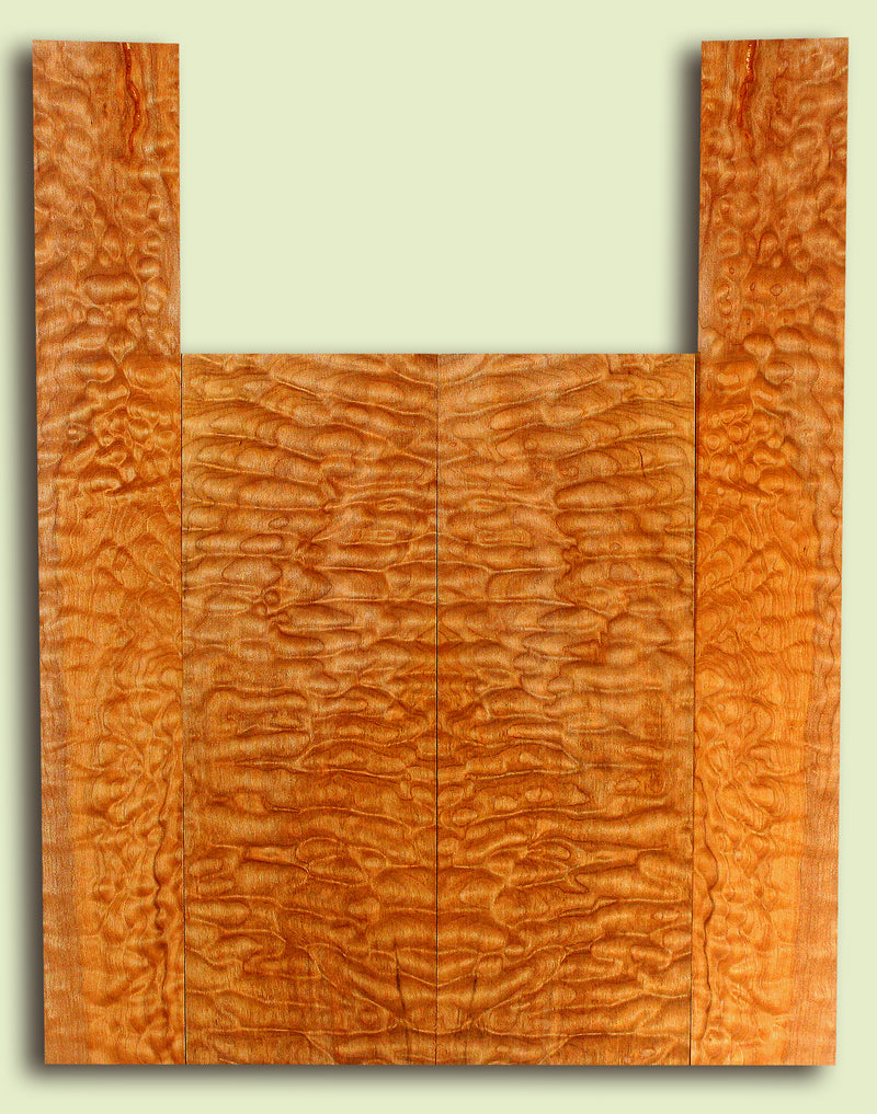 Maple Baritone Ukulele Back and Side Set, Quilted Figure
