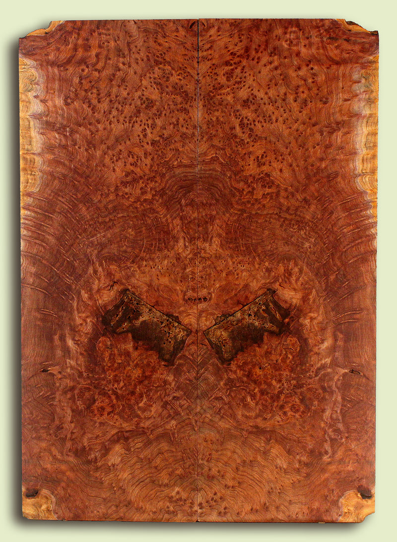 Curly Redwood Drop Top, Bird's Eye Figure, 1890's, 2 panels, each 0.27" x 8" x 22.875" S2S
