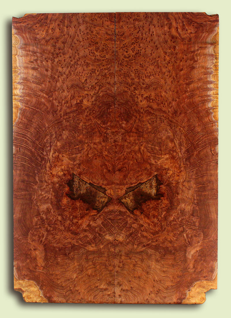 Curly Redwood Guitar Drop Top, Bird's Eye and Ribbon Figure, 2 panels, each 0.27" x 8" x 23" S2S