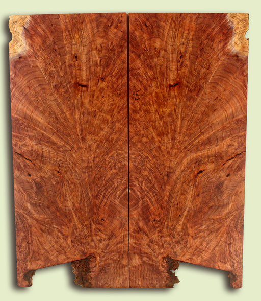 Redwood Guitar Drop Top, Ribbon Figure,  1890s, 2 panels, each 0.26" x 9" x 21.5" S2S