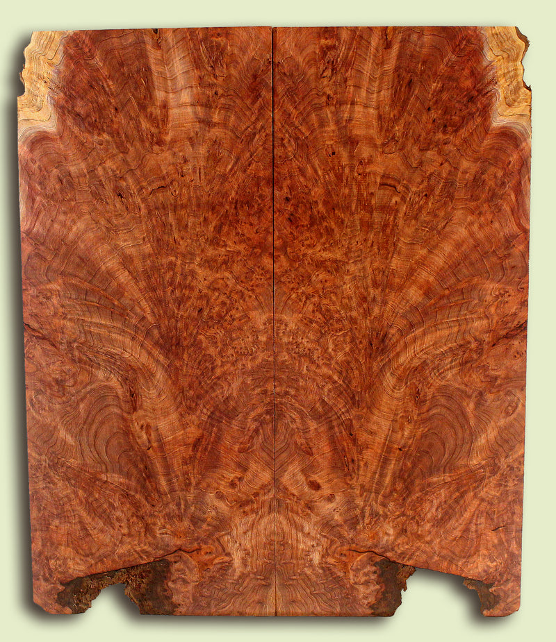 Curly Redwood Guitar Drop Top, Ribbon Figure, 1890's, 2 panels, each 0.26" x 9" x 21.5" S2S