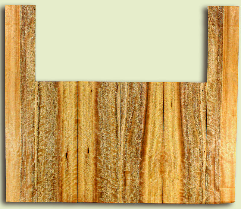 MYUS47549 Myrtlewood Ukulele 6 piece Top, Back, and Sides, Tenor, Old Insect Damage out of Layout, 4 panels, each 0.18" x 4.875" x 14" and 2 sides, each 0.18" x 3.5" x 22.5"