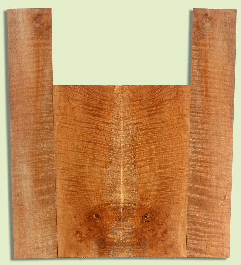 Maple Ukulele B&S set, Baritone or Tenor, Fiddleback Figure, 2 panels, each  0.18" x 6." x 16" and 2 sides  0.18" x 4" x 23"  S2S