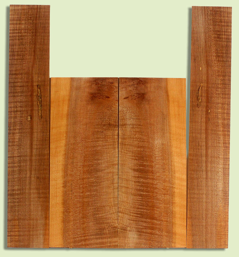 Maple Ukulele B&S set, Baritone or Tenor, Fiddleback Figure, 2 panels, each  0.18" x 6." x 16" and 2 sides  0.18" x 3.75" x 22.5"  S2S