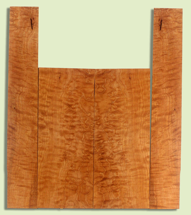 Maple Ukulele B&S set, Baritone or Tenor, Fiddleback Figure, 2 panels, each  0.18" x 6.25" x 16" and 2 sides  0.18" x 3.5" x 23"  S2S