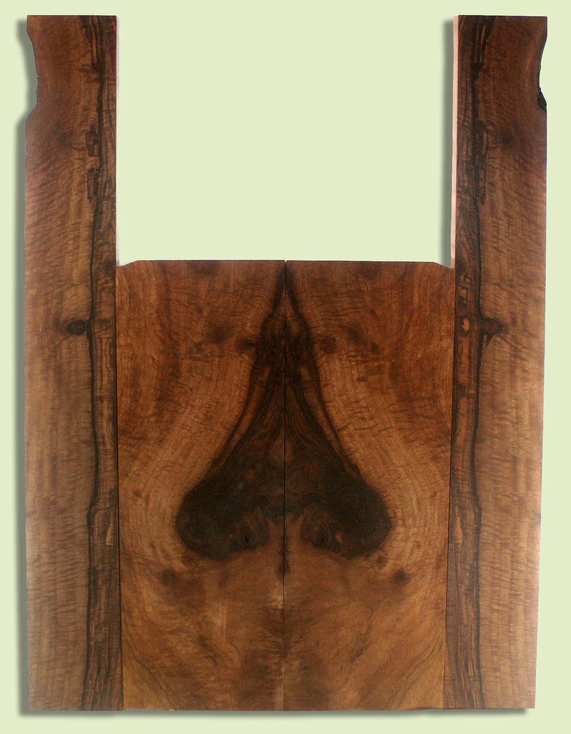 Walnut Guitar B&S set, Dreadnought, Outstanding Figure,  2 panels, each  0.18" x 8.5" x 23.125" and 2 sides  0.18" x 4" to 4.75" x 35.75"  S2S
