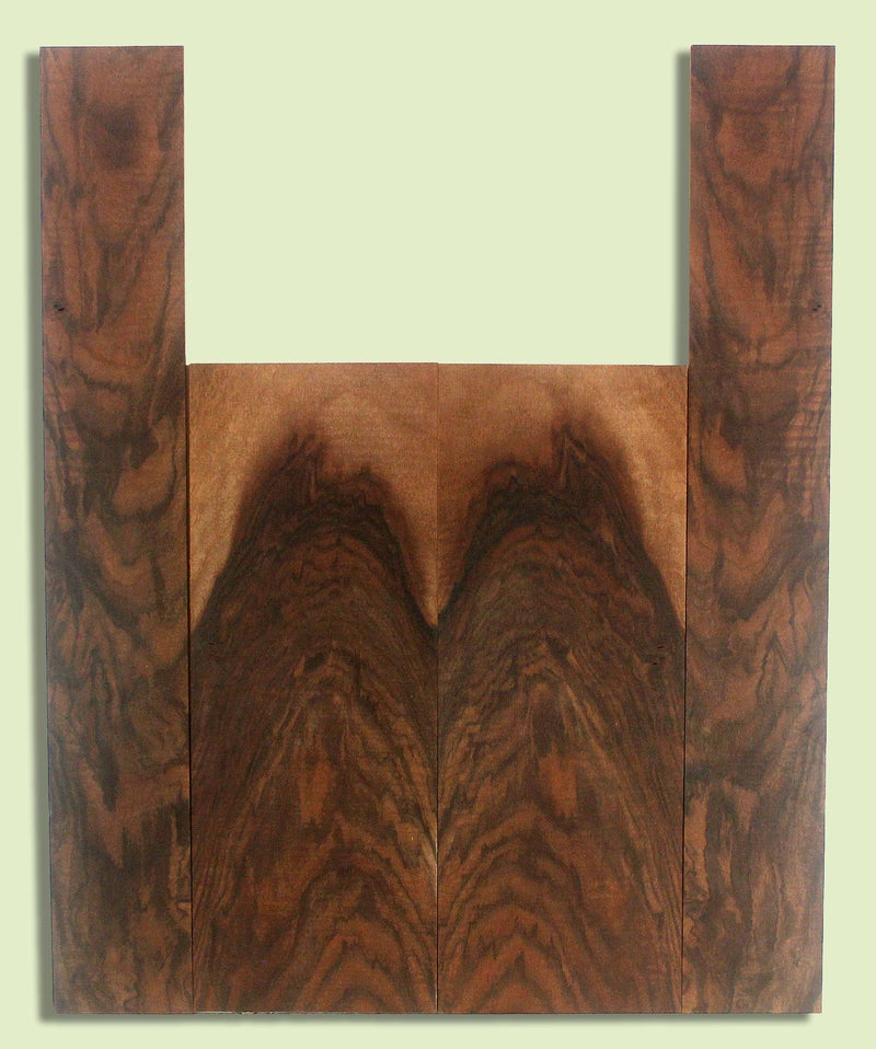 Walnut Ukulele B&S set, Baritone or Tenor, Excellent Figure, Grove Salvage,  2 panels, each  0.18" x 6." x 16" and 2 sides  0.18" x 3.5" x 23.5"  S2S